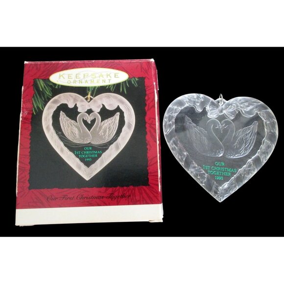 Our 1st Christmas Together Ornament - Heart-Shaped with Swans - Vintage 1993 Hal - Picture 1 of 5